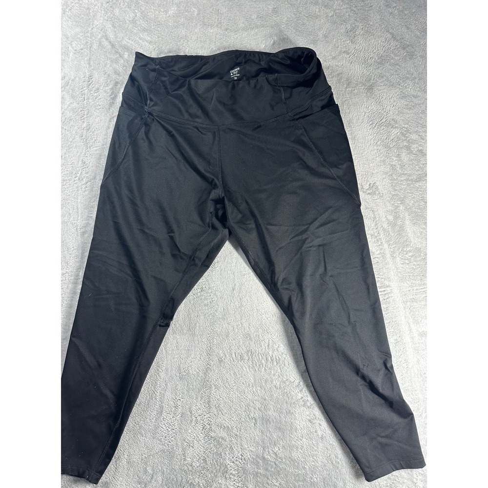 Crown & Ivy Black‎ Athletic Leggings Pants Cropped Capris Activewear Size 2X